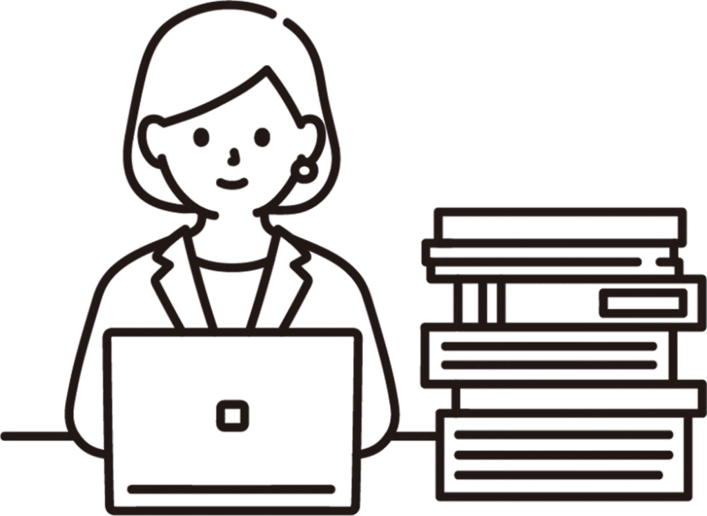 業務を進める担当者を表した線画。